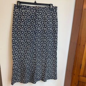 Denim Embroidered Floral-Pattern Midi Skirt, 12- Cottagecore, Boho, Western